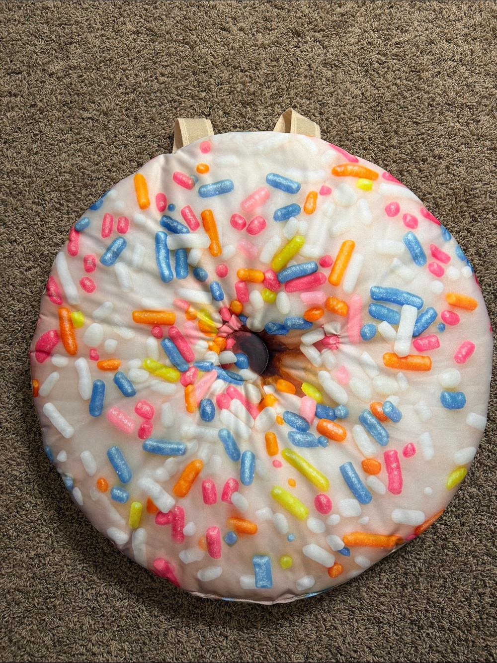 Kids Donut Costume Backpack – White with Multicolor Sprinkles